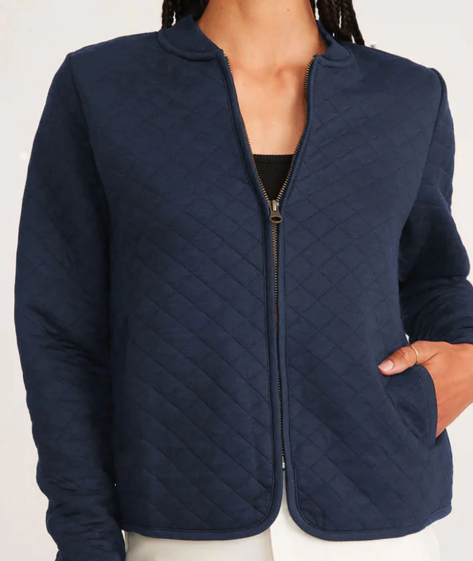 Women's Corbet Quilted Bomber in Navy - Image 2