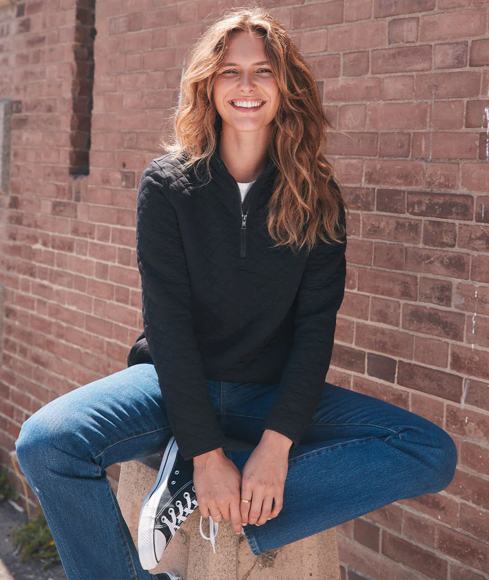 Women's Corbet Quarter Zip Pullover in Black - Image 2