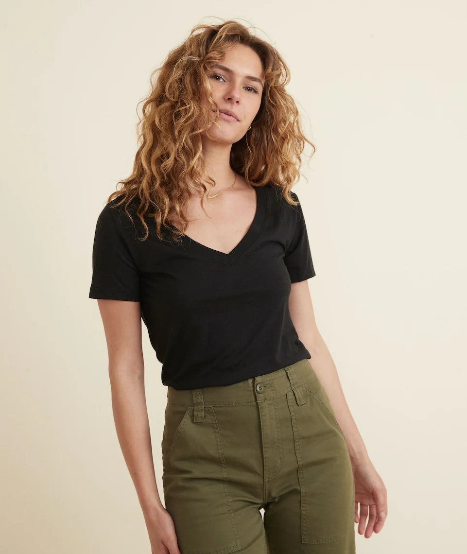 Classic V-Neck Tee in Black