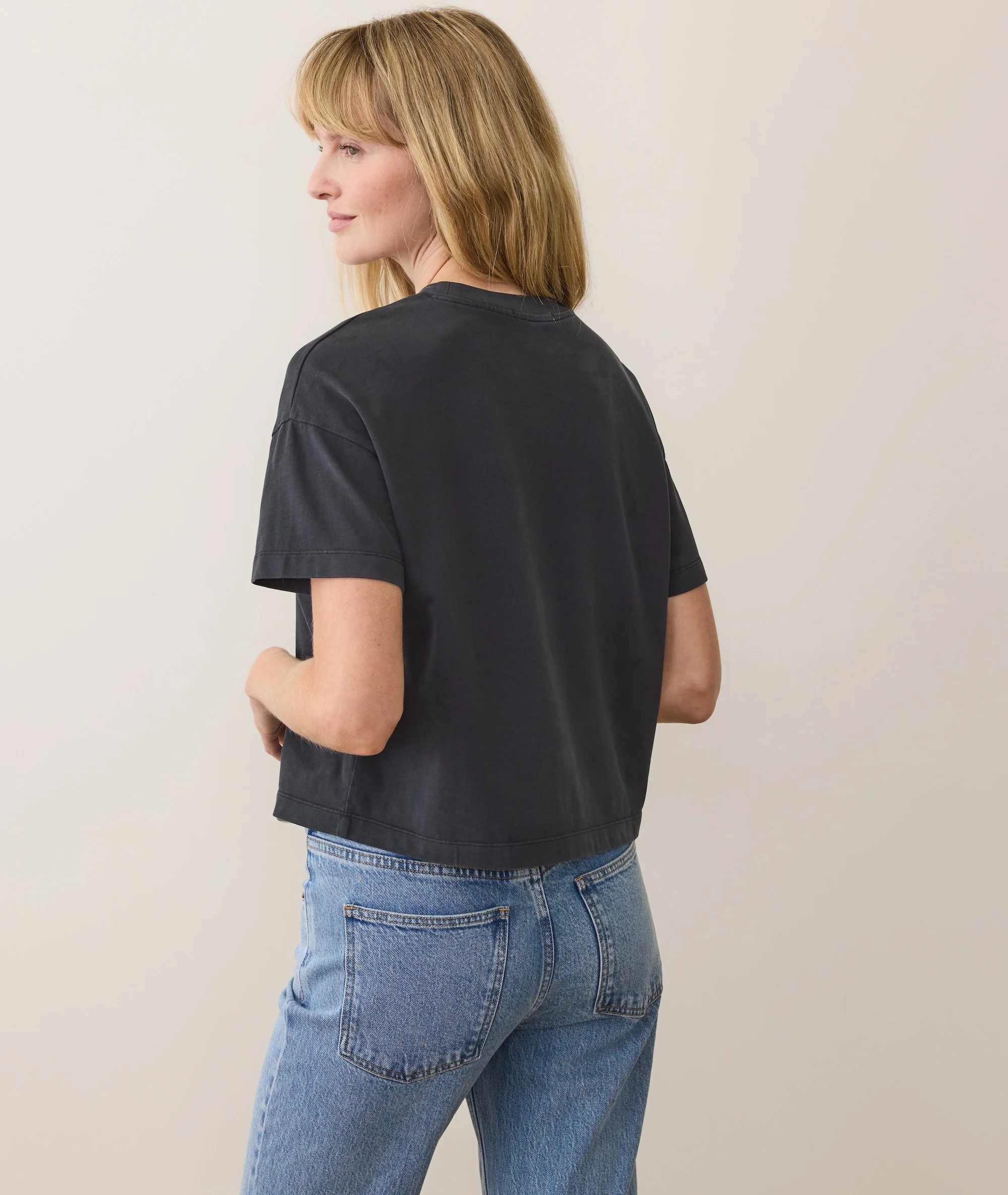 Women's Luxe Jersey Crew Tee in Black - Image 4